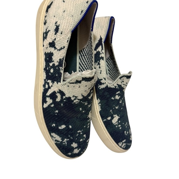 Rothy's Green Shibori slip on sneakers,Stylish Blue and Cream Slip-On Shoes - Picture 3 of 9